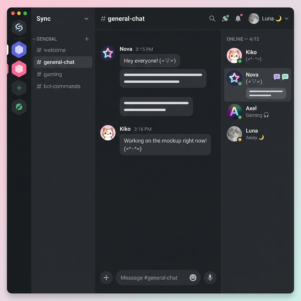Discord Status Layout Styled with Cute Japanese Kaomojis