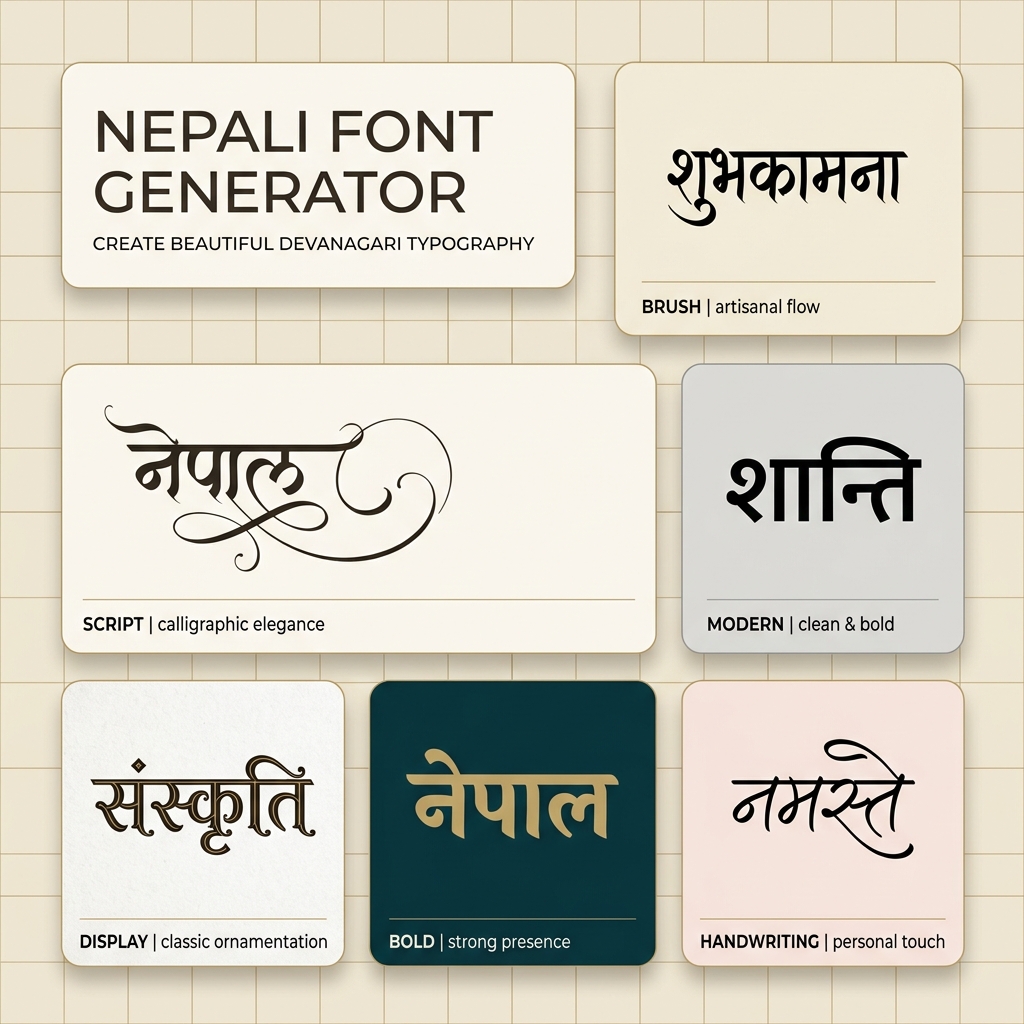 Nepali font style generator custom calligraphy text preview with multiple fonts