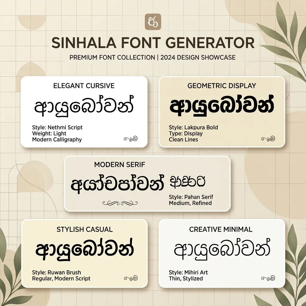 Sinhala font style generator custom calligraphy text preview with multiple fonts